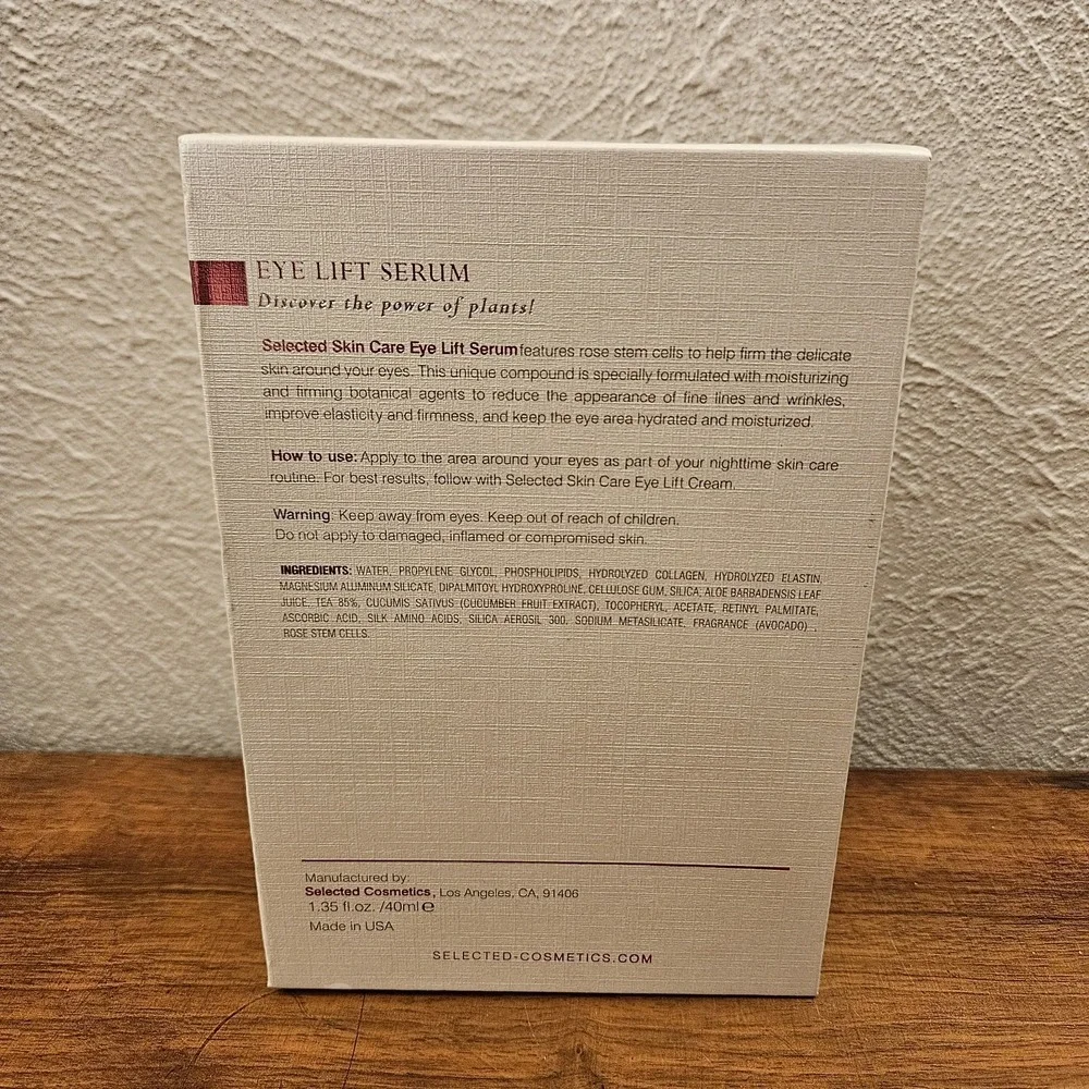 Selected Skin Care Eye Lift Serum With Rose Stem Cells 1.35fl Oz New In Box